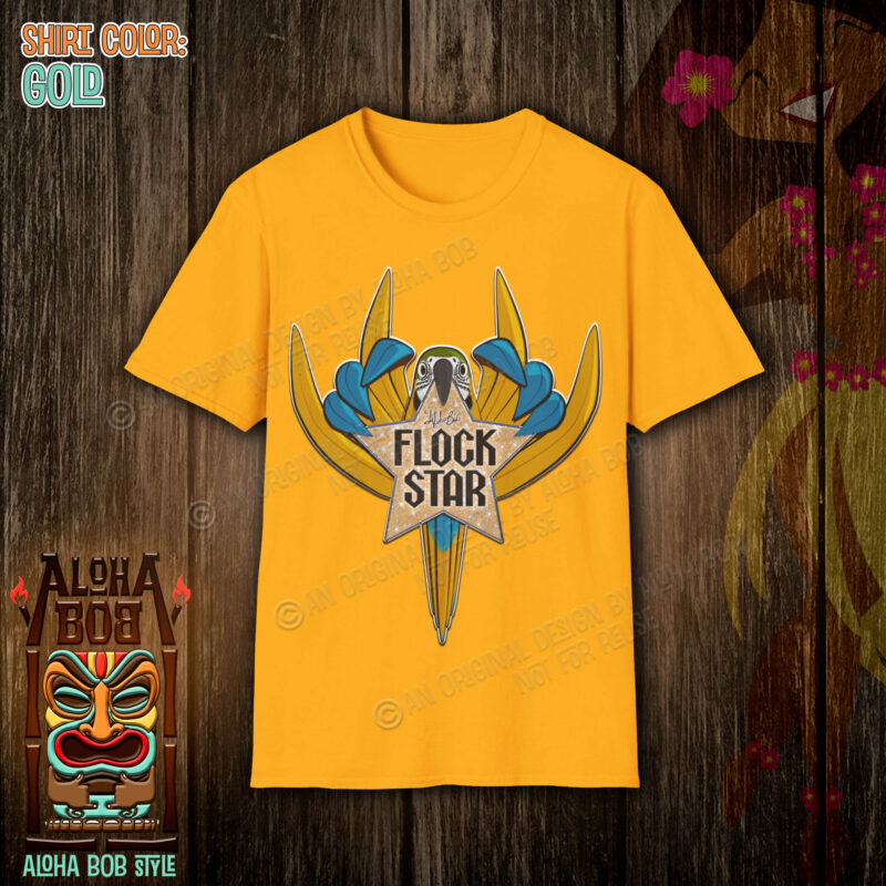 Blue and Gold Macaw Flock Star Parrot T-shirt